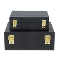 Cheungs Black Faux Snakeskin Square 2-pc. Decorative Box