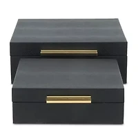 Cheungs Black Faux Snakeskin Square 2-pc. Decorative Box