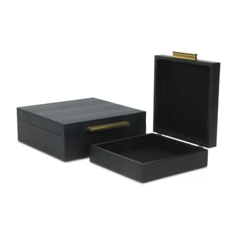 Cheungs Black Faux Snakeskin Square 2-pc. Decorative Box