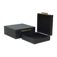 Cheungs Black Faux Snakeskin Square 2-pc. Decorative Box