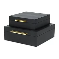 Cheungs Black Faux Snakeskin Square 2-pc. Decorative Box