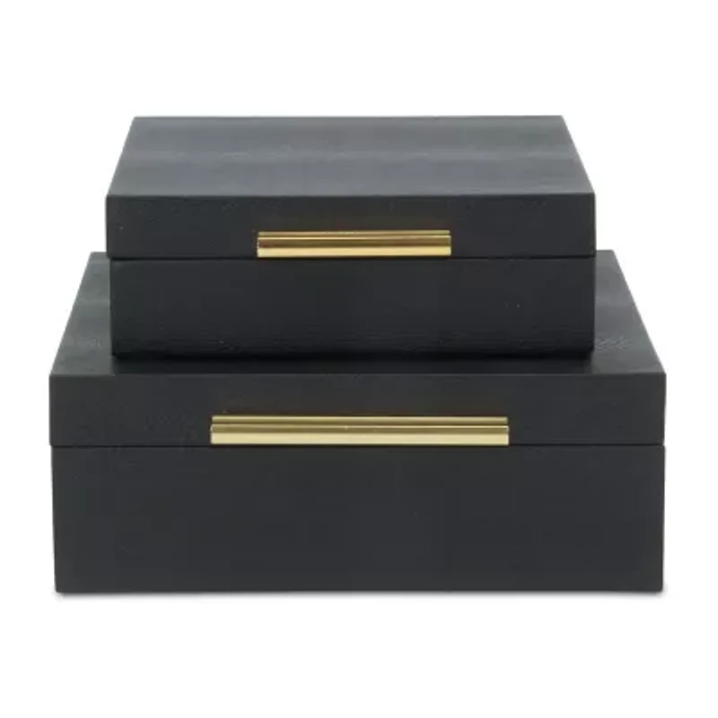 Cheungs Black Faux Snakeskin Square 2-pc. Decorative Box