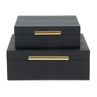 Cheungs Black Faux Snakeskin Square 2-pc. Decorative Box