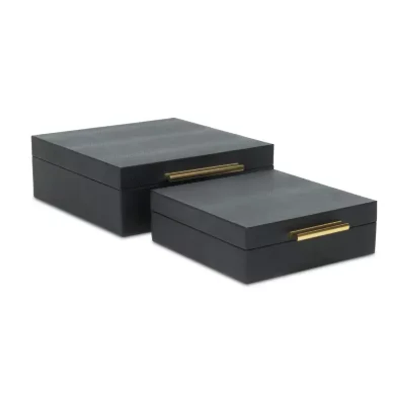 Cheungs Black Faux Snakeskin Square 2-pc. Decorative Box