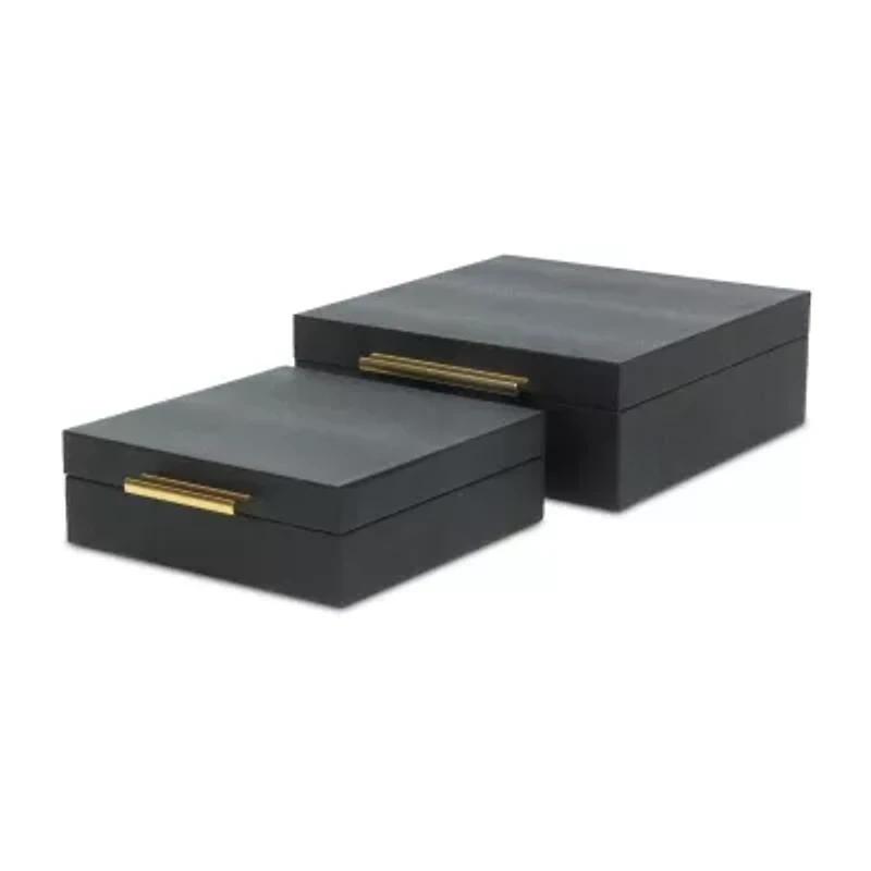 Cheungs Black Faux Snakeskin Square 2-pc. Decorative Box