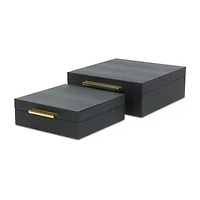 Cheungs Black Faux Snakeskin Square 2-pc. Decorative Box