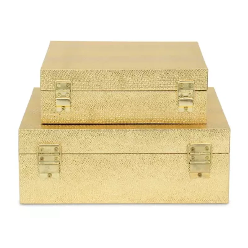 Cheungs Gold Faux Snakeskin Square 2-pc. Decorative Box