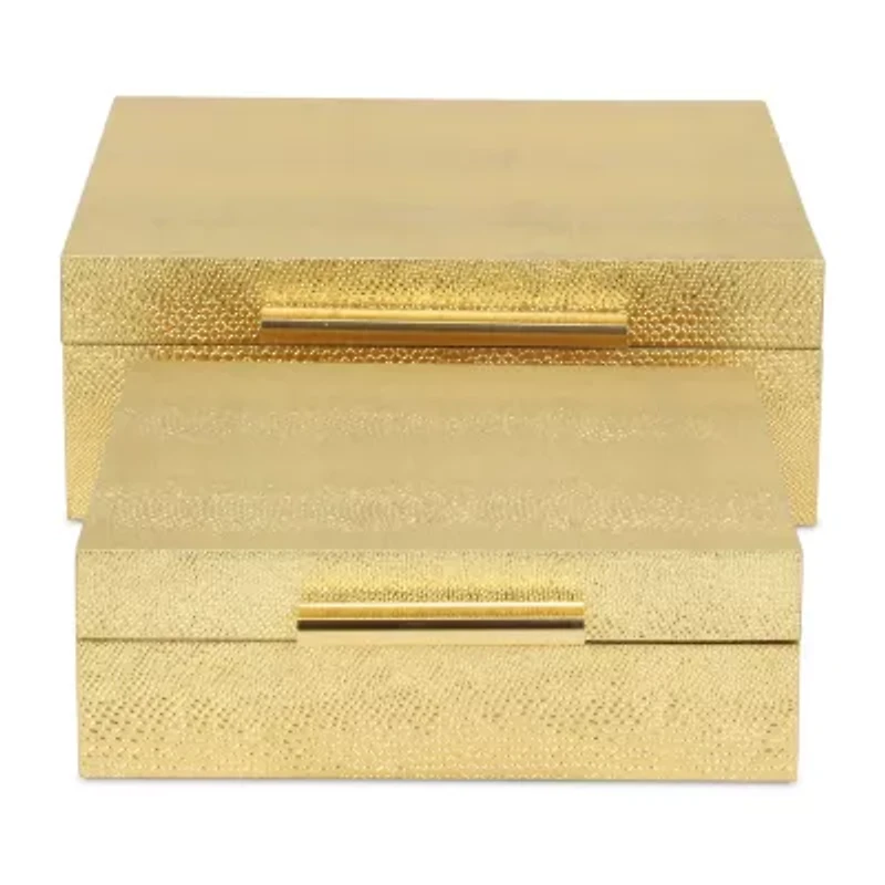 Cheungs Gold Faux Snakeskin Square 2-pc. Decorative Box