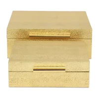 Cheungs Gold Faux Snakeskin Square 2-pc. Decorative Box