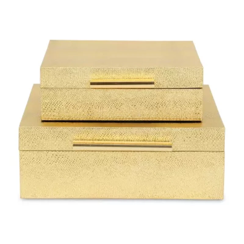 Cheungs Gold Faux Snakeskin Square 2-pc. Decorative Box