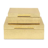 Cheungs Gold Faux Snakeskin Square 2-pc. Decorative Box