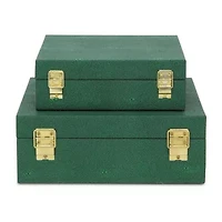 Cheungs Green Faux Shagreen Square 2-pc. Decorative Box