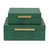 Cheungs Green Faux Shagreen Square 2-pc. Decorative Box