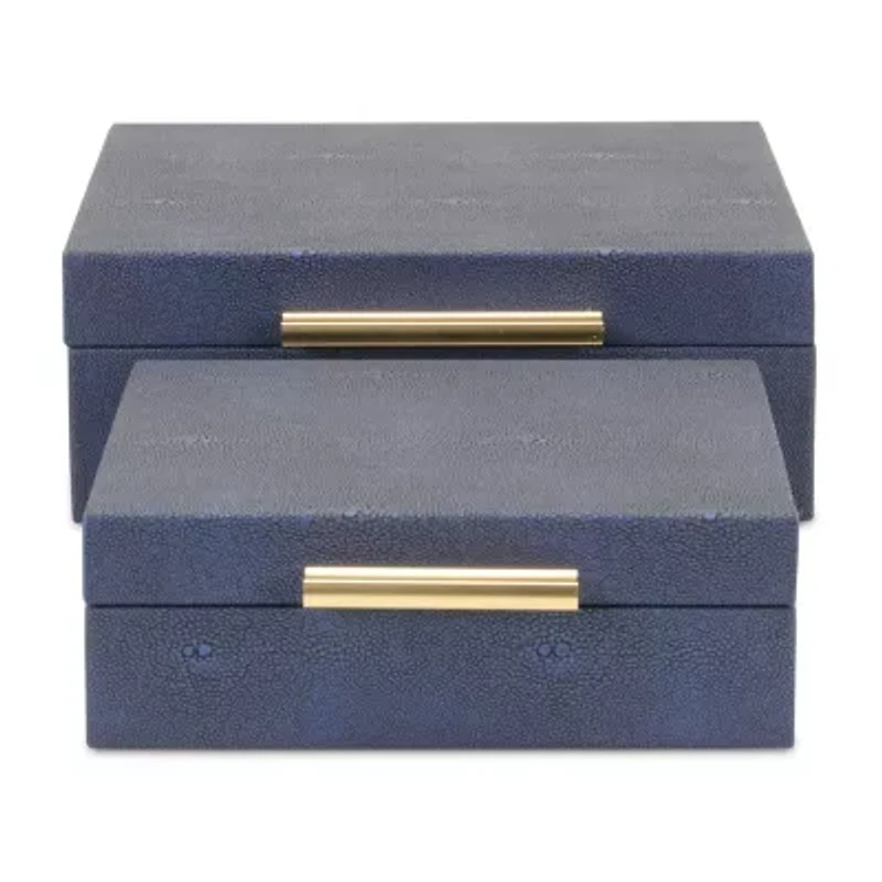 Cheungs Navy Blue Faux Shagreen Square 2-pc. Decorative Box