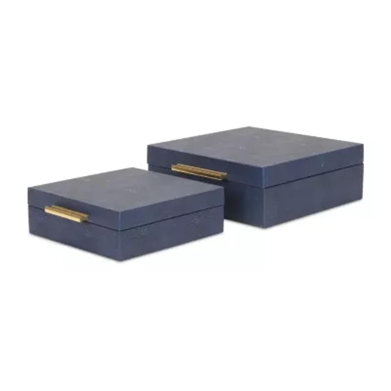 Cheungs Navy Blue Faux Shagreen Square 2-pc. Decorative Box