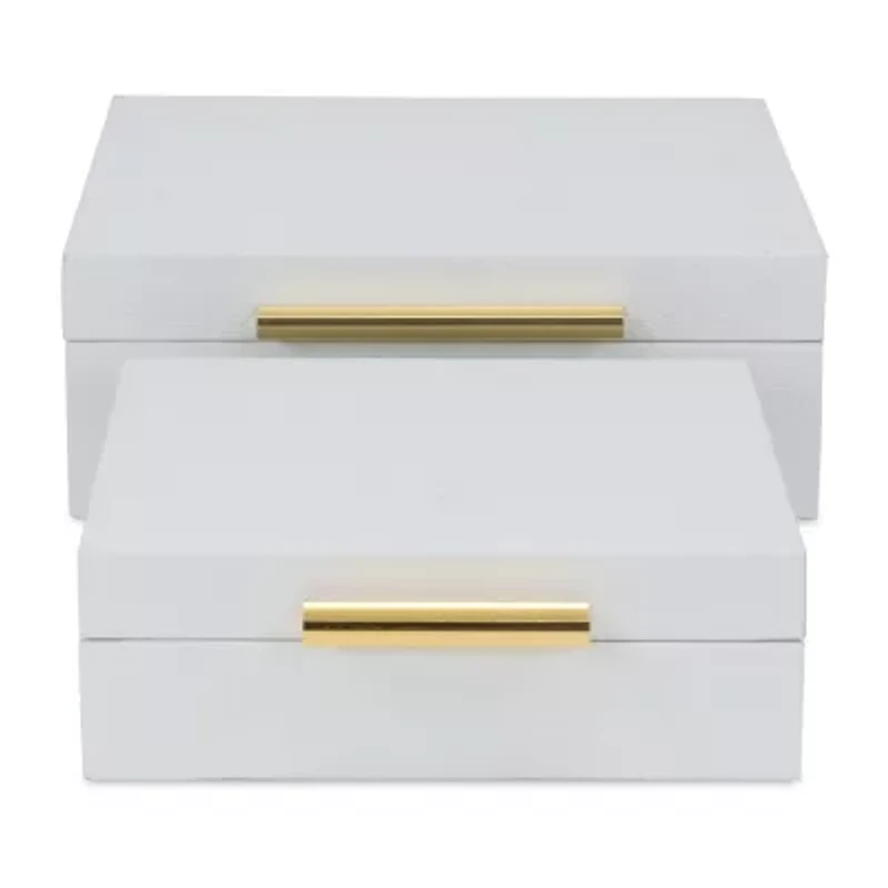 Cheungs White Faux Snakeskin Square 2-pc. Decorative Box