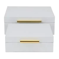 Cheungs White Faux Snakeskin Square 2-pc. Decorative Box