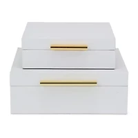 Cheungs White Faux Snakeskin Square 2-pc. Decorative Box