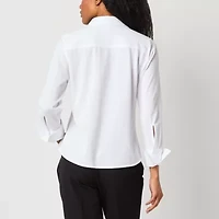 Liz Claiborne Cuffed Womens Long Sleeve Vent Sleeve Button-Down Shirt