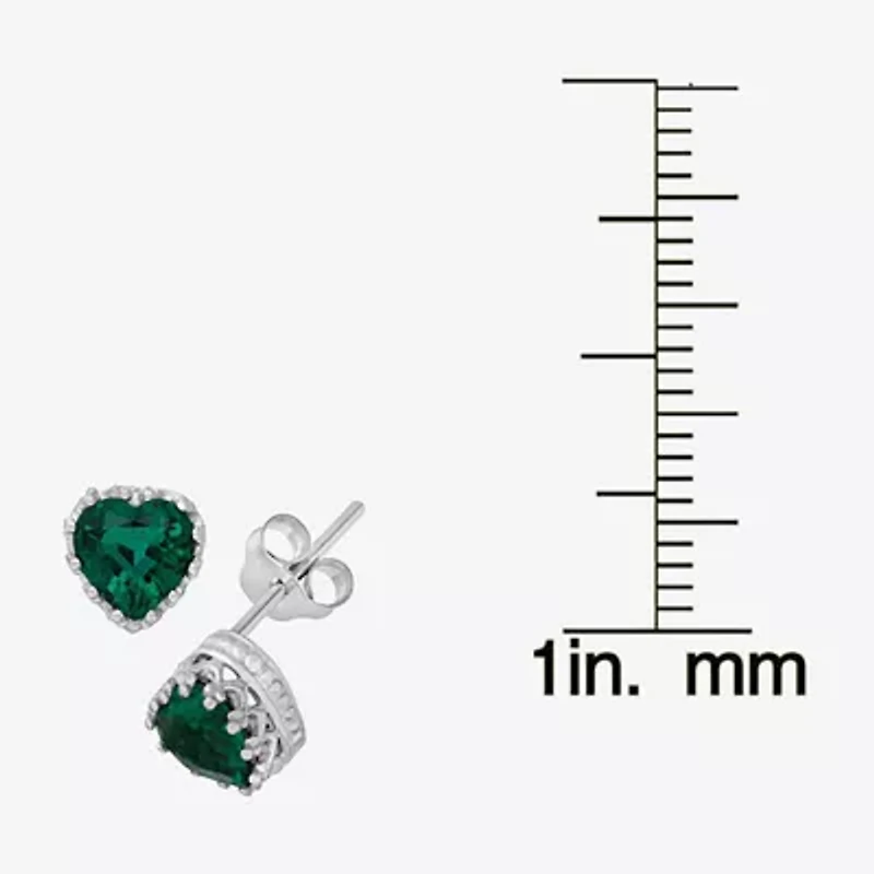 Lab-Created Emerald Sterling Silver Earrings