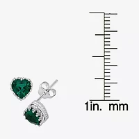 Lab-Created Emerald Sterling Silver Earrings
