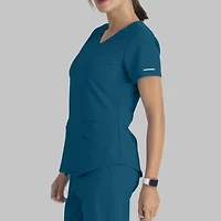 Skechers Sk101 Breeze 3-Pocket Curved Womens Plus Tall V Neck Short Sleeve Tag Free Scrub Top