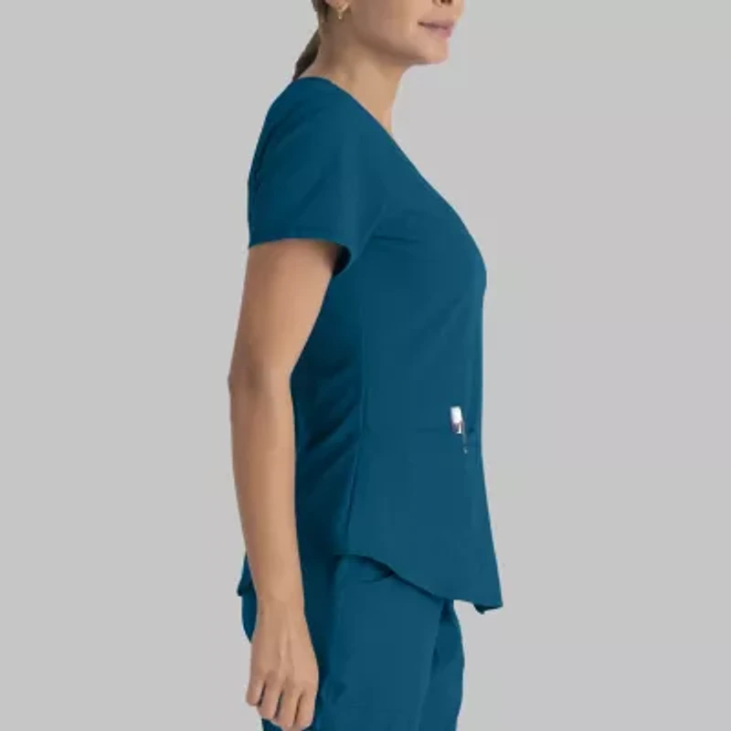 Skechers Sk101 Breeze 3-Pocket Curved Womens Plus Tall V Neck Short Sleeve Tag Free Scrub Top