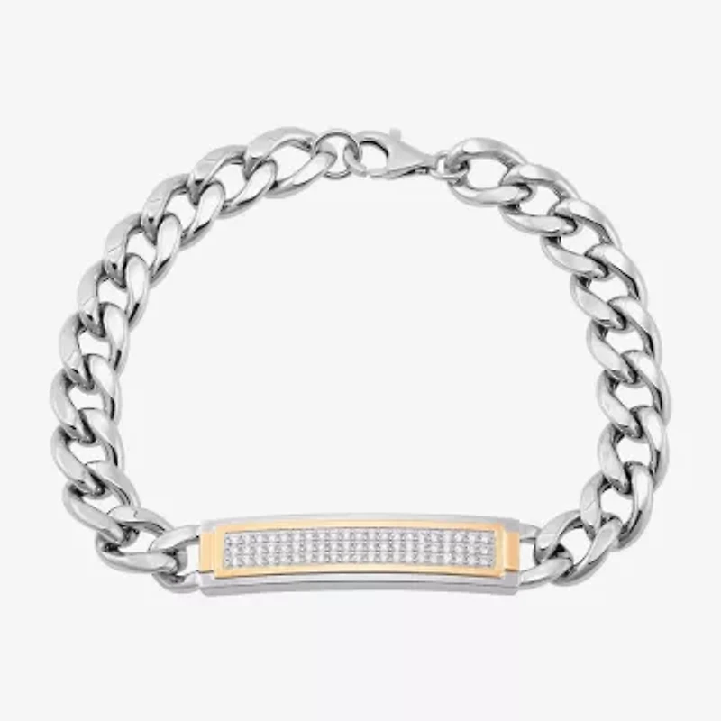 Mens 14K Gold Over Silver 8 1/2 Inch Hollow Curb Id Bracelet