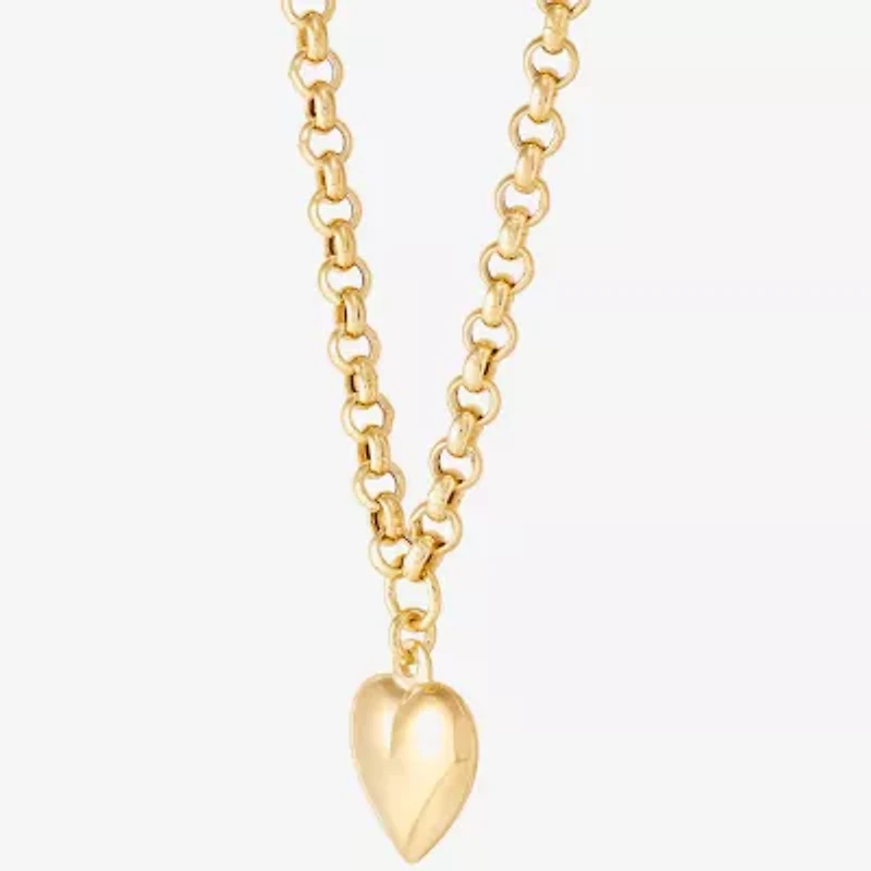 Womens 14K Gold Over Silver Heart 16 Inch Pendant Necklace