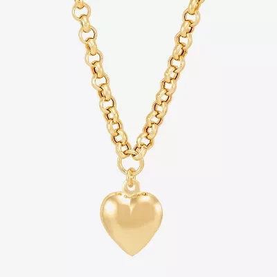 Womens 14K Gold Over Silver Heart 16 Inch Pendant Necklace