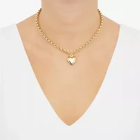 Womens 14K Gold Over Silver Heart 16 Inch Pendant Necklace