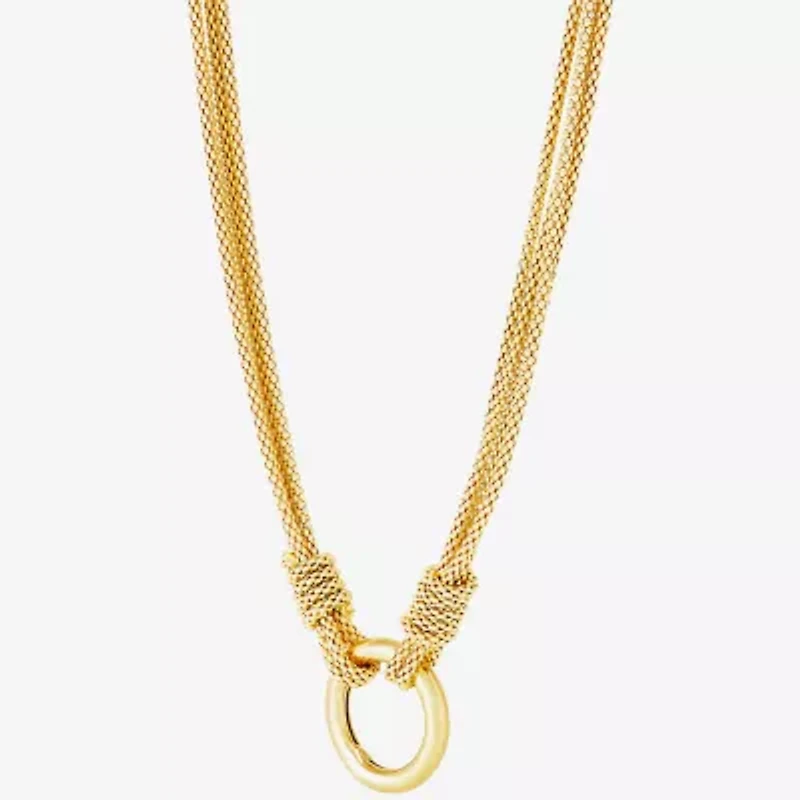 Womens 14K Gold Over Silver Circle Round 16 Inch Pendant Necklace