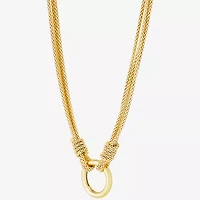 Womens 14K Gold Over Silver Circle Round 16 Inch Pendant Necklace