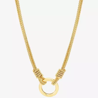 Womens 14K Gold Over Silver Circle Round 16 Inch Pendant Necklace
