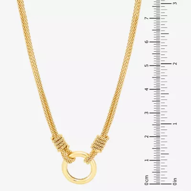 Womens 14K Gold Over Silver Circle Round 16 Inch Pendant Necklace