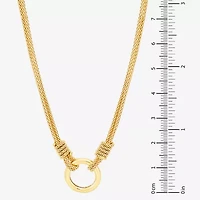 Womens 14K Gold Over Silver Circle Round 16 Inch Pendant Necklace