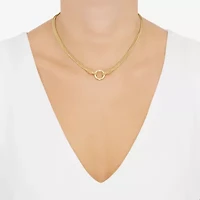 Womens 14K Gold Over Silver Circle Round 16 Inch Pendant Necklace