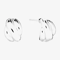 Womens Sterling Silver 15.2mm Hoop Earrings