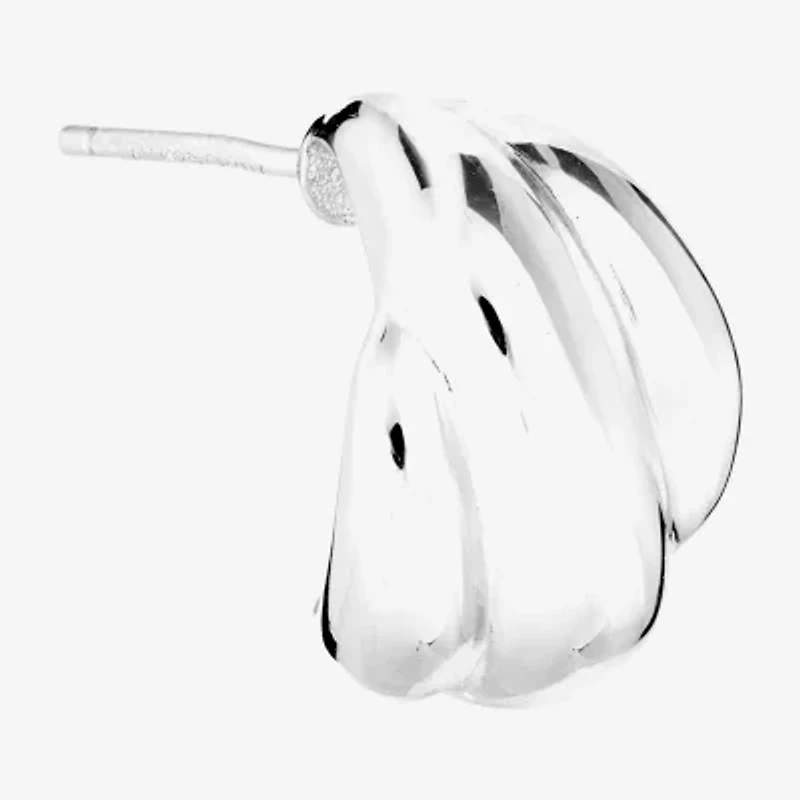 Womens Sterling Silver 15.2mm Hoop Earrings