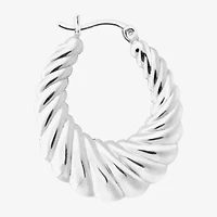 Womens Sterling Silver 30.2mm Hoop Earrings