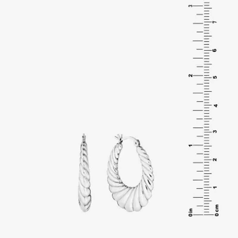 Womens Sterling Silver 30.2mm Hoop Earrings