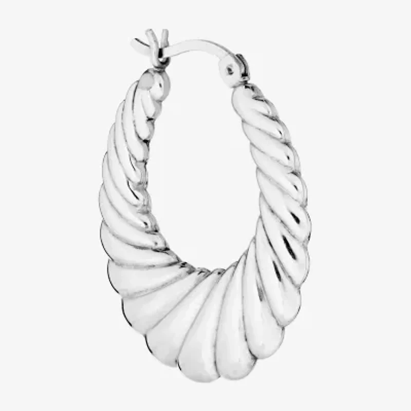 Womens Sterling Silver 30.2mm Hoop Earrings