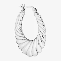 Womens Sterling Silver 30.2mm Hoop Earrings