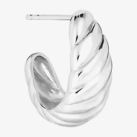 Womens Sterling Silver 19.8mm Hoop Earrings