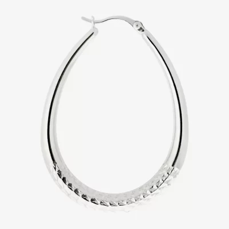 Womens Sterling Silver 49.5mm Hoop Earrings