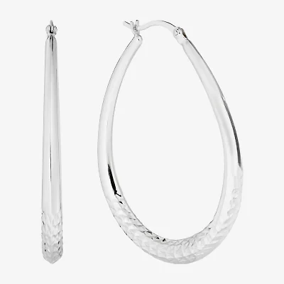 Womens Sterling Silver 49.5mm Hoop Earrings