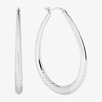 Womens Sterling Silver 49.5mm Hoop Earrings