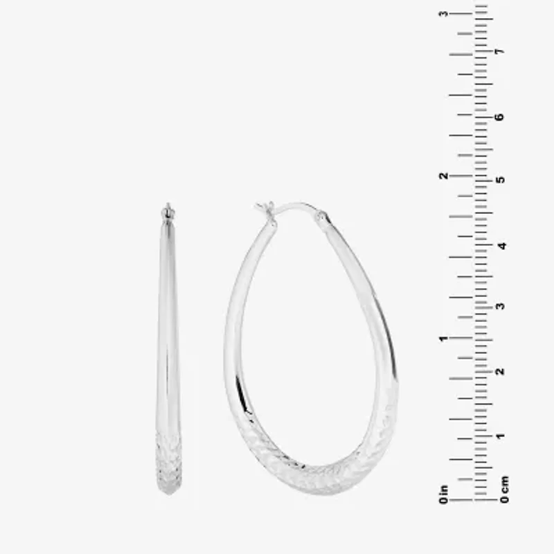 Womens Sterling Silver 49.5mm Hoop Earrings