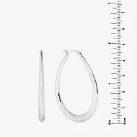 Womens Sterling Silver 49.5mm Hoop Earrings