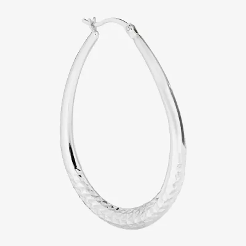 Womens Sterling Silver 49.5mm Hoop Earrings